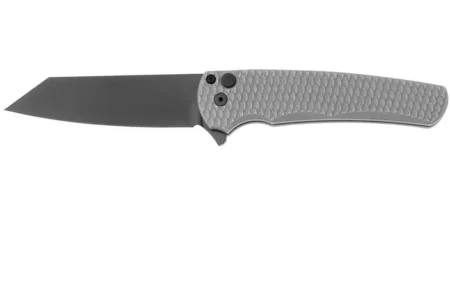 Pro-Tech Malibu 5436-BW DLC Black Magnacut Reverse Tanto, Grey Aluminum Dragon Scale pocket knife