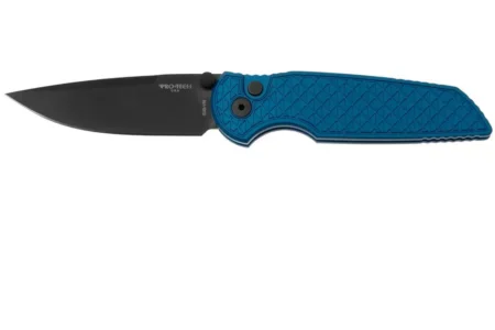 Pro-Tech TR-3 Integrity INT106, DLC Black S35VN, Relic Textured Blue Aluminum, pocket knife